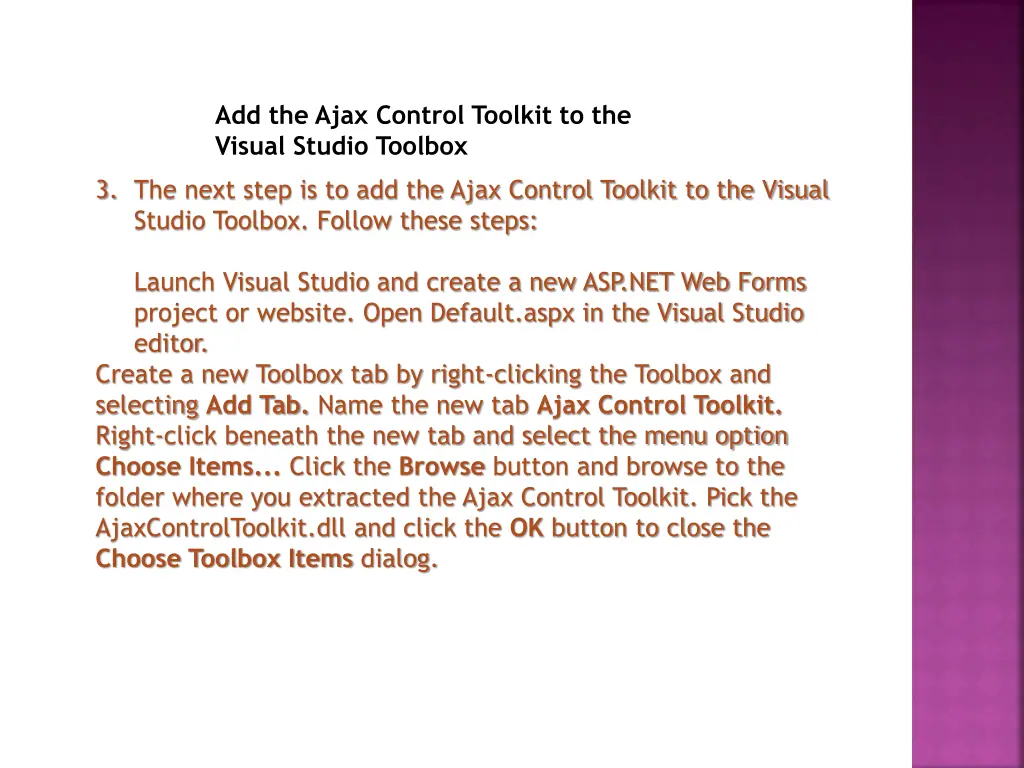 add the ajax control toolkit to the visual studio