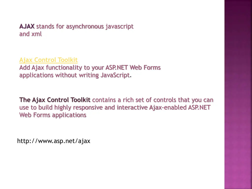ajax stands for asynchronous javascript and xml