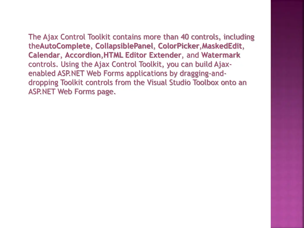 the ajax control toolkit contains more than