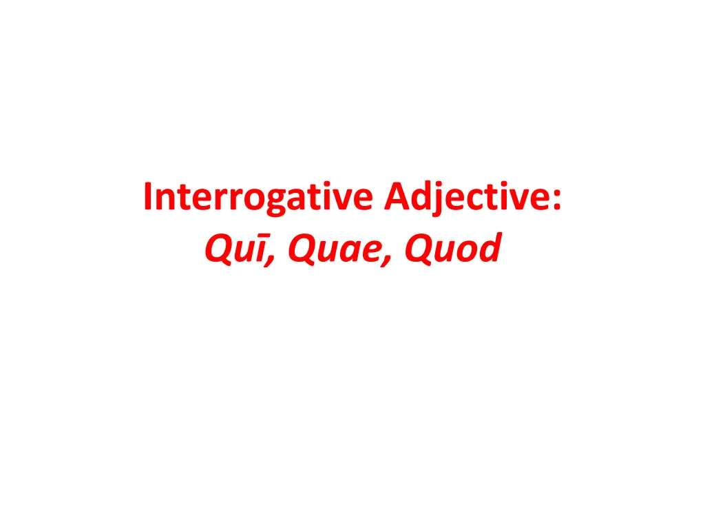 interrogative adjective qu quae quod