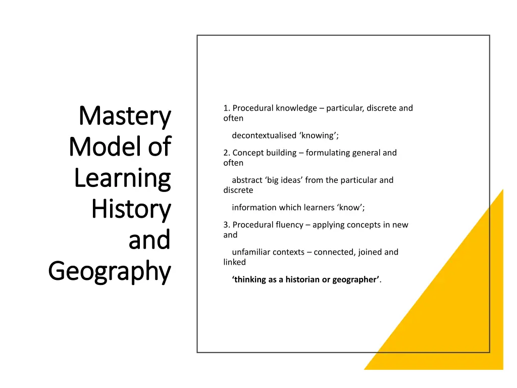 mastery mastery model of model of learning
