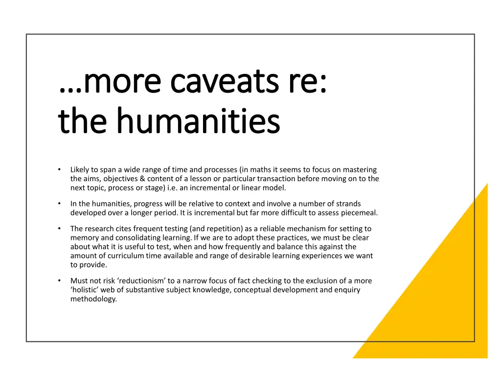 more caveats re more caveats re the humanities