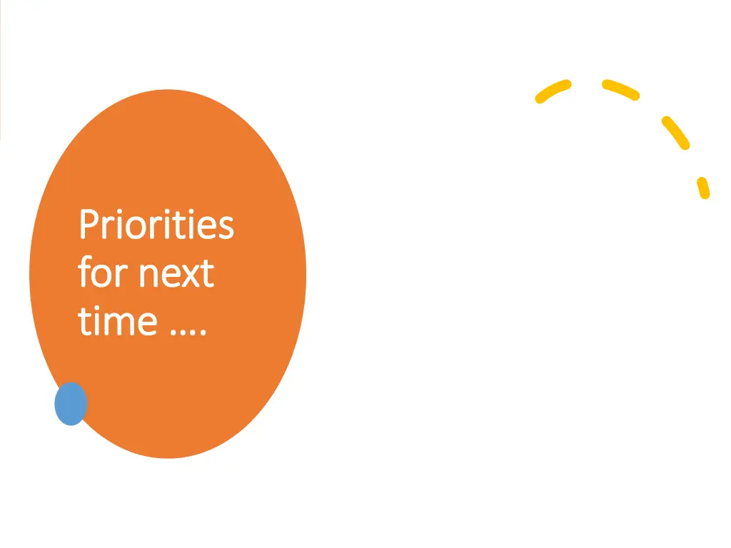 priorities priorities for next for next time time