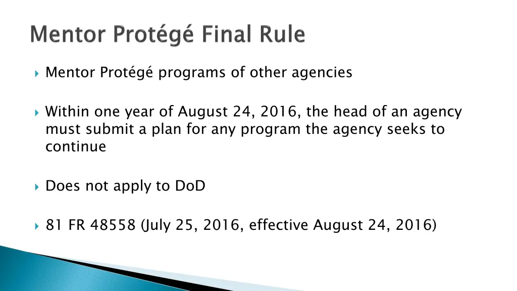 mentor prot g programs of other agencies