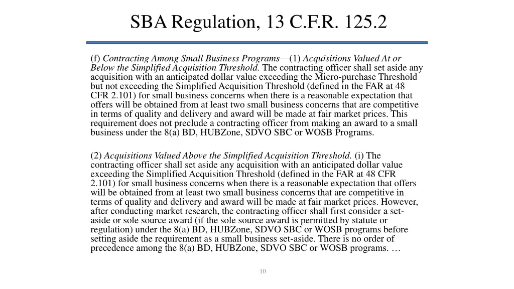 sba regulation 13 c f r 125 2