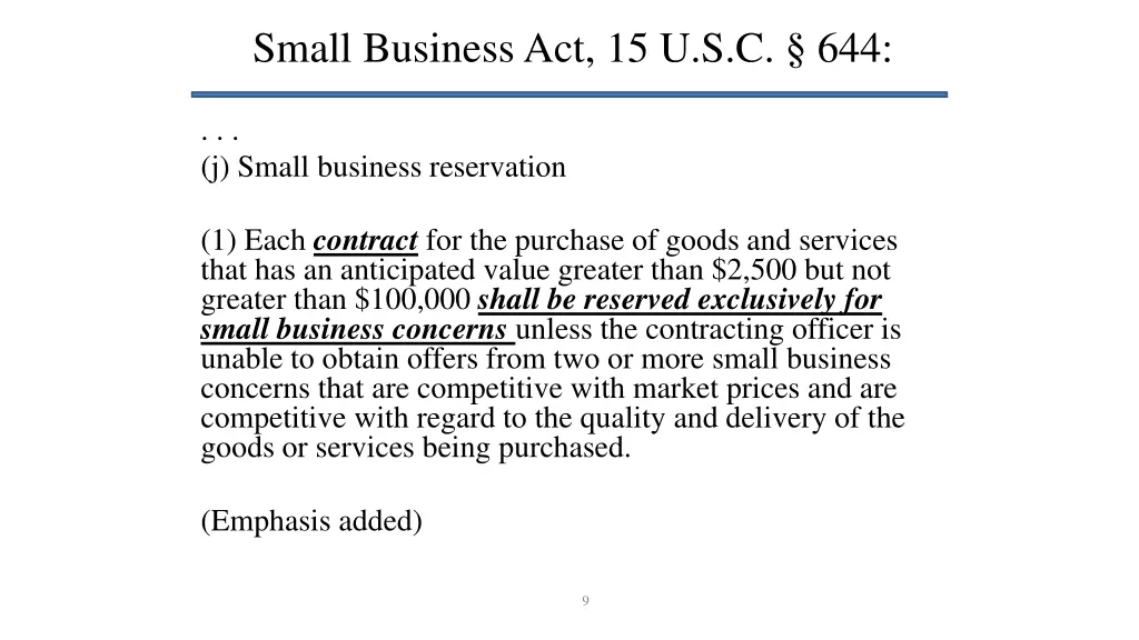 small business act 15 u s c 644