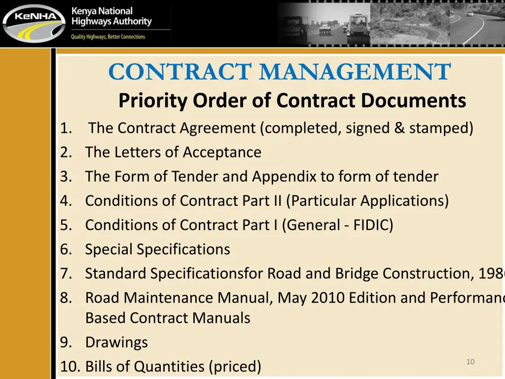 contract management priority order of contract