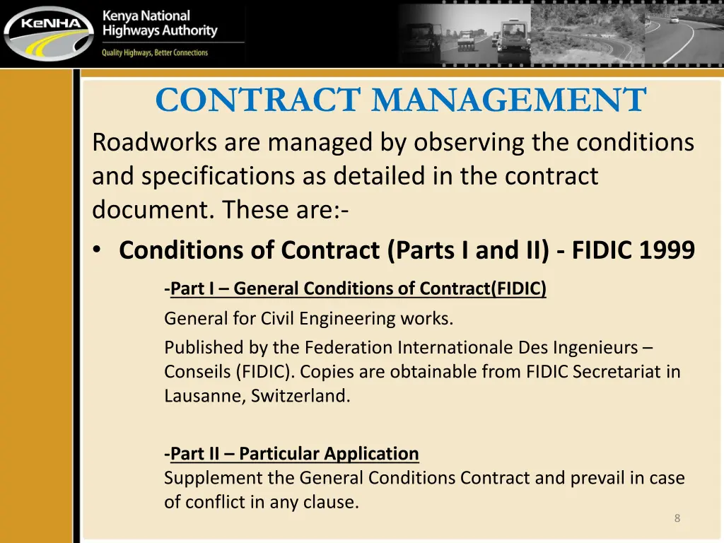contract management roadworks are managed