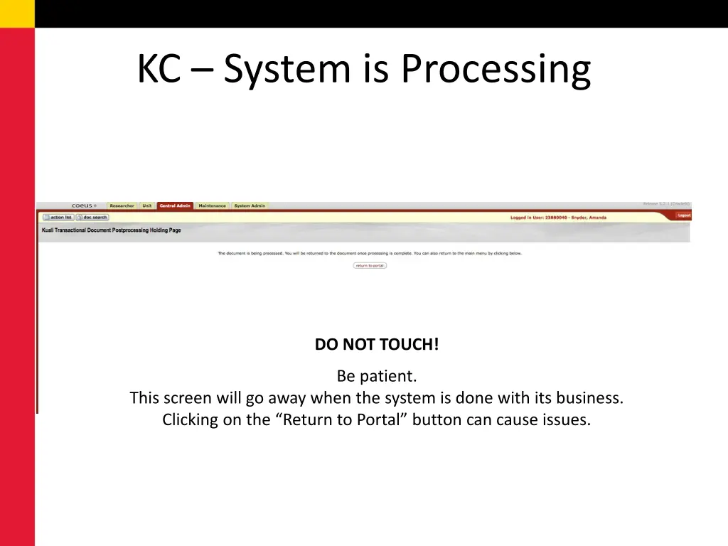 kc system is processing