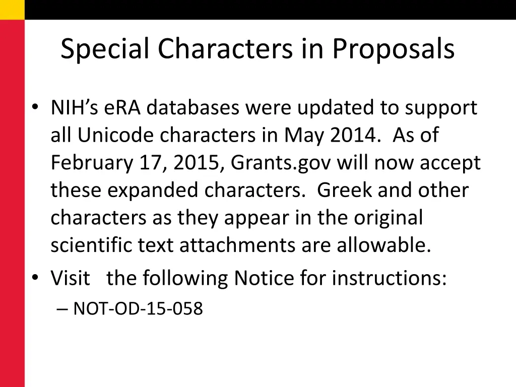 special characters in proposals