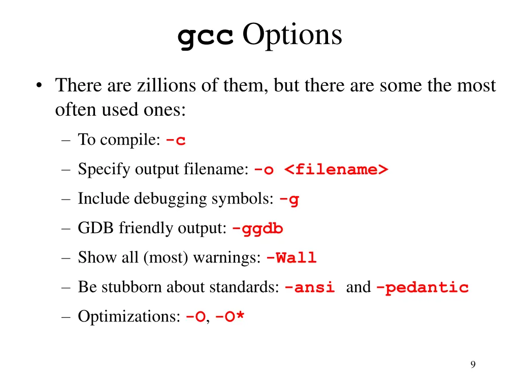 gcc options