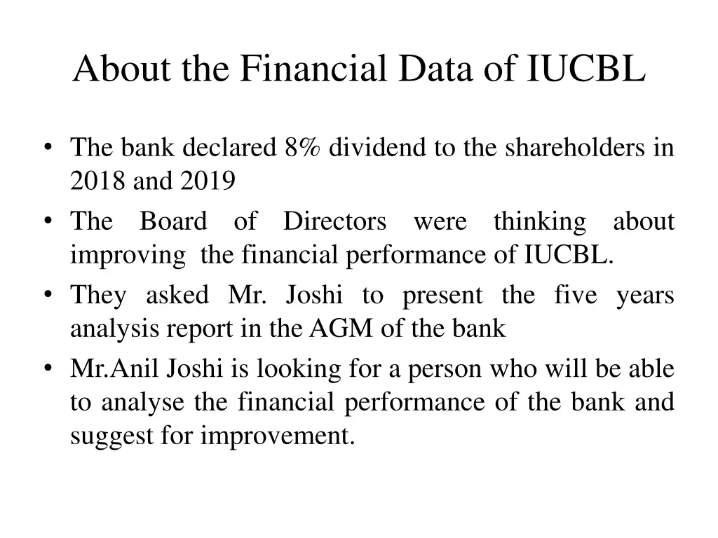 about the financial data of iucbl