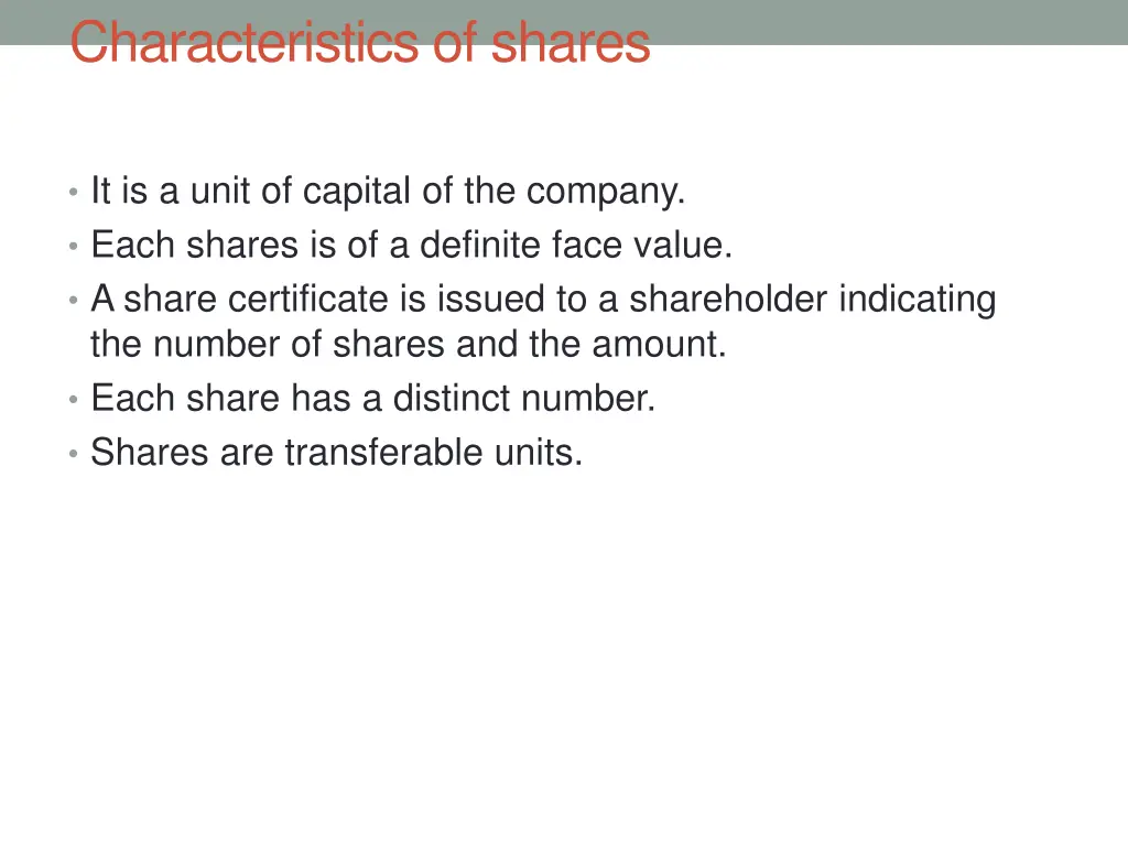characteristics of shares