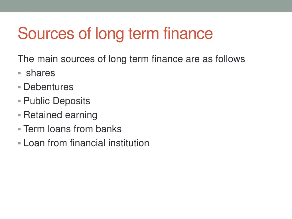 sources of long term finance