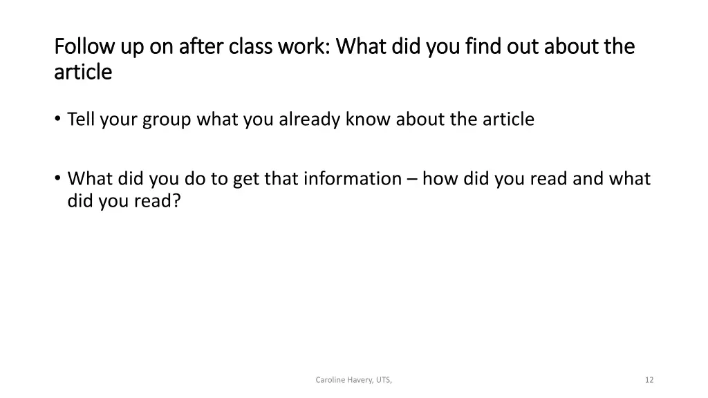 follow up on after class work what did you find