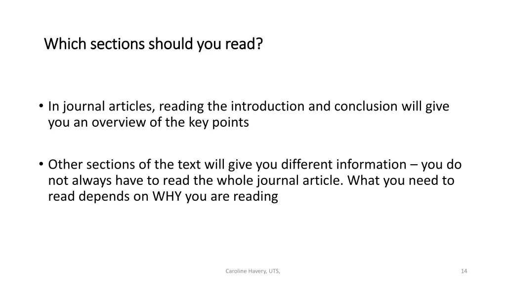 which sections should you read which sections