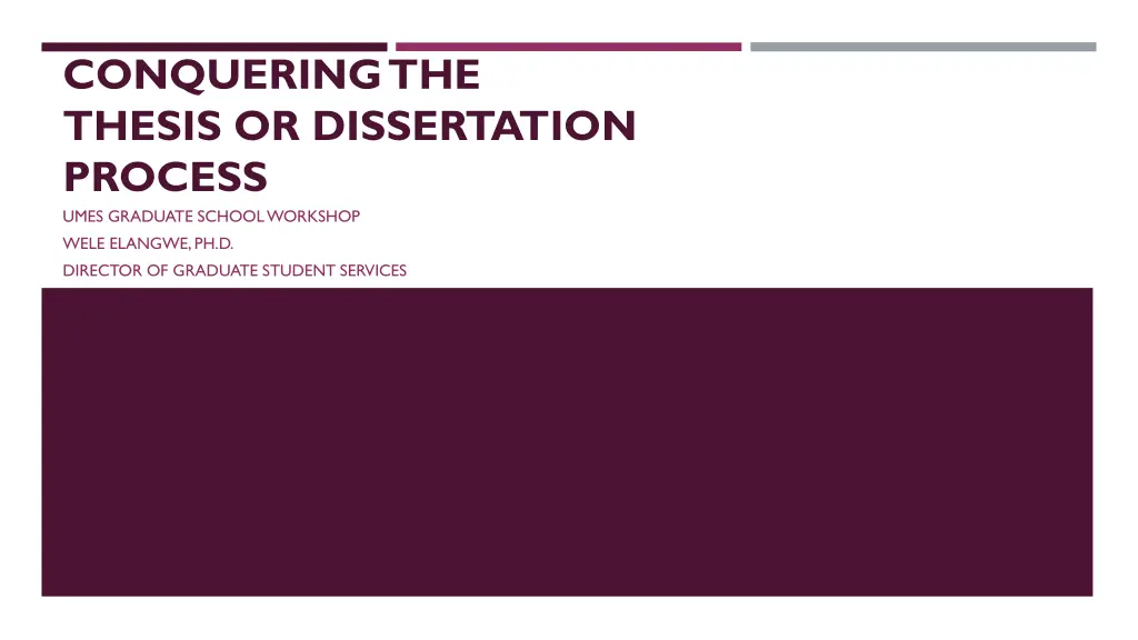 conquering the thesis or dissertation process