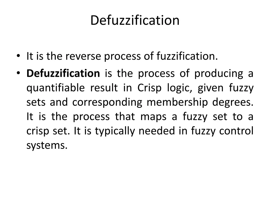 defuzzification