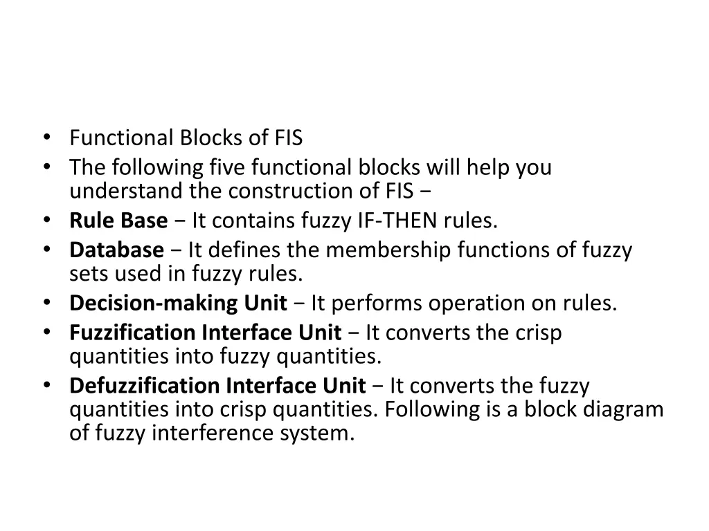 functional blocks of fis the following five