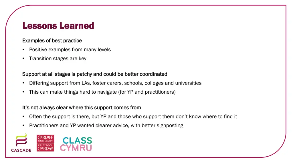 lessons learned lessons learned