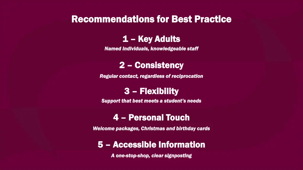 recommendations for best practice recommendations