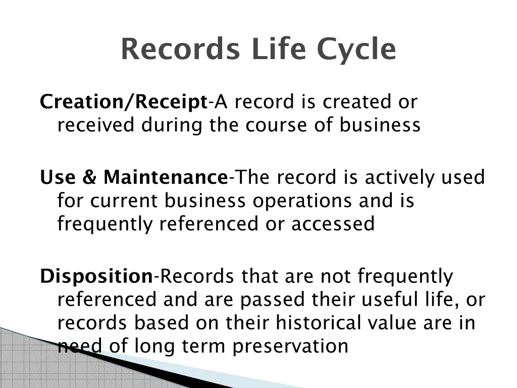 records life cycle
