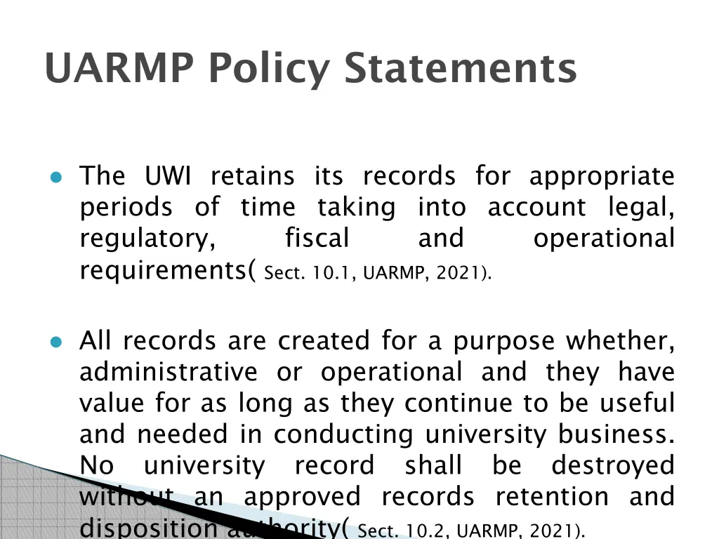 uarmp policy statements