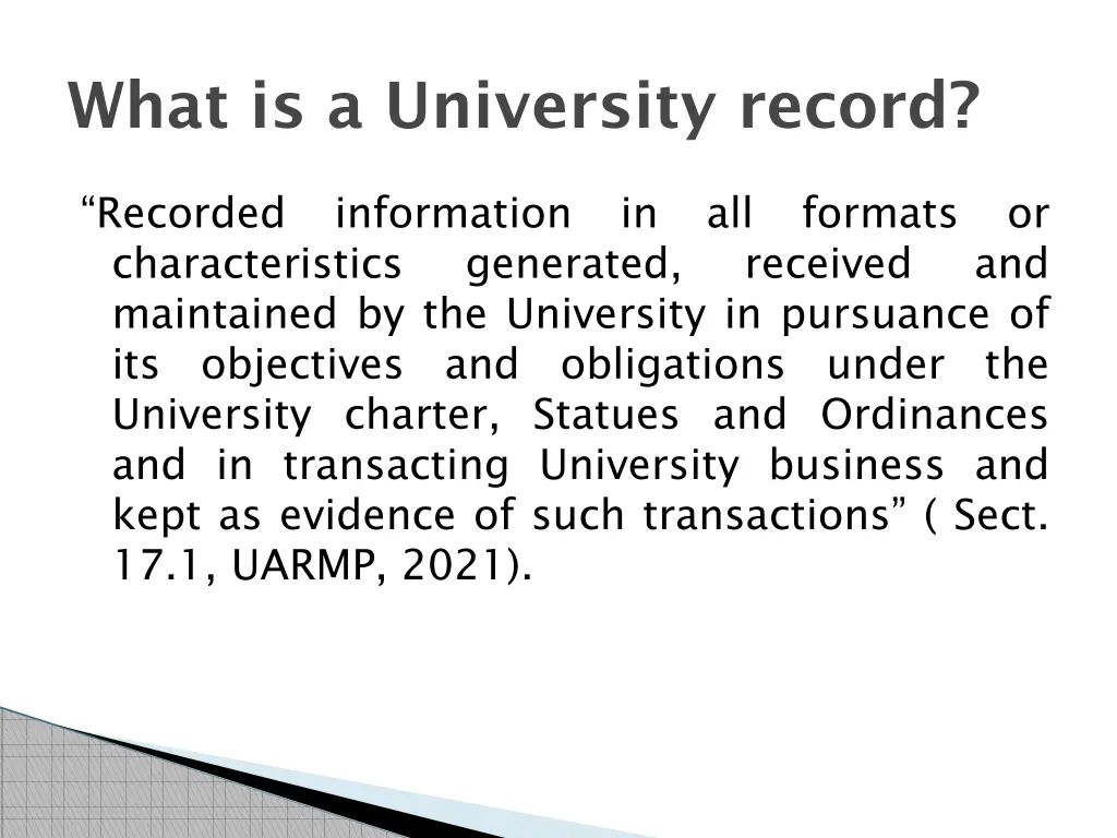 what is a university record
