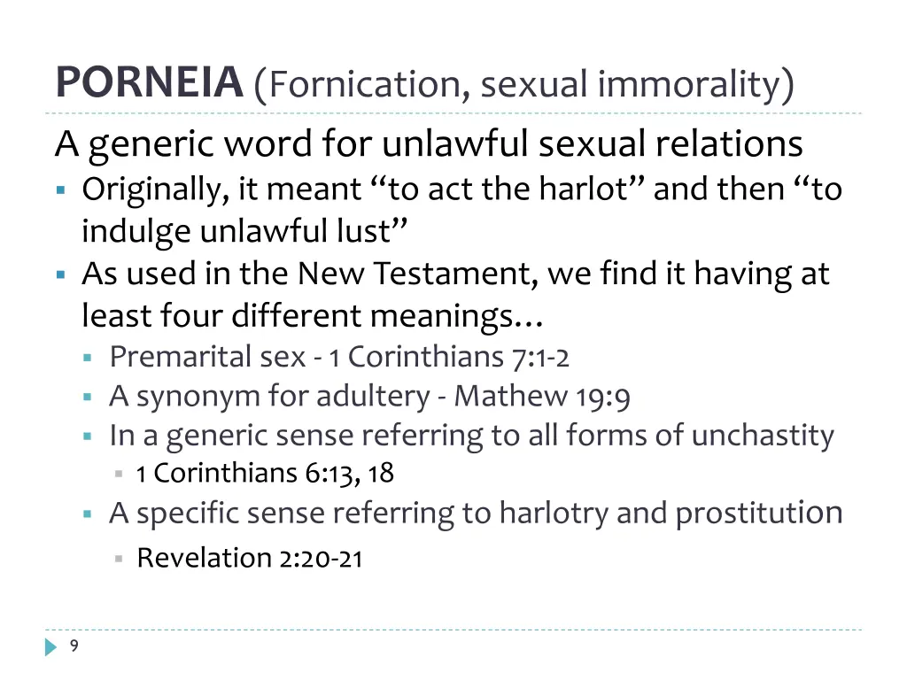 porneia fornication sexual immorality a generic