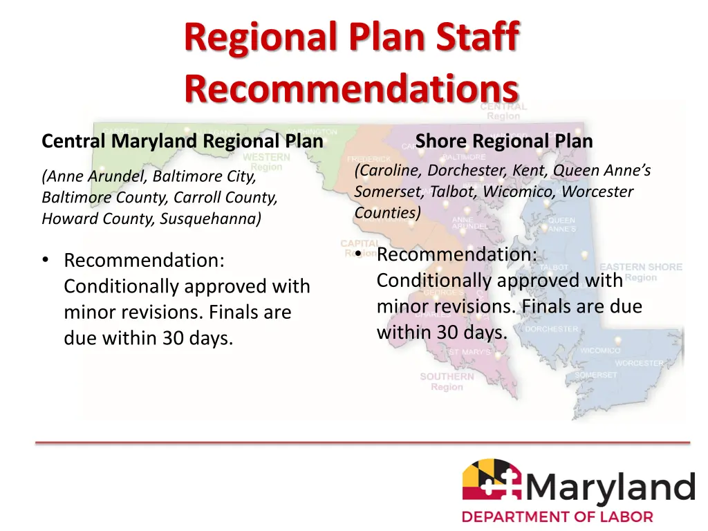 regional plan staff recommendations