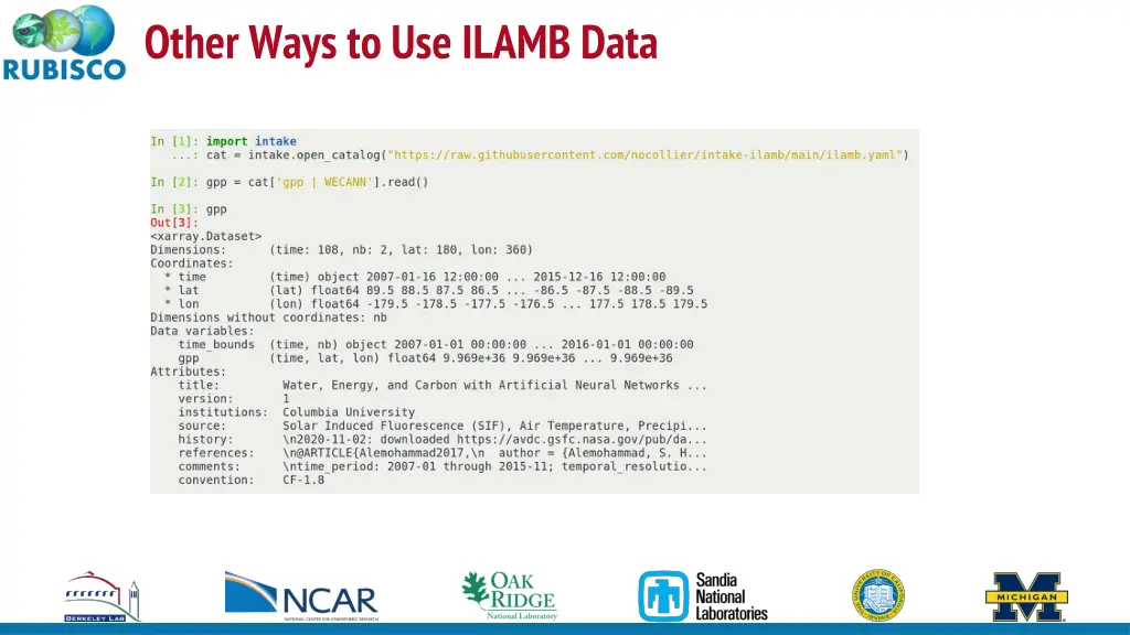 other ways to use ilamb data 1