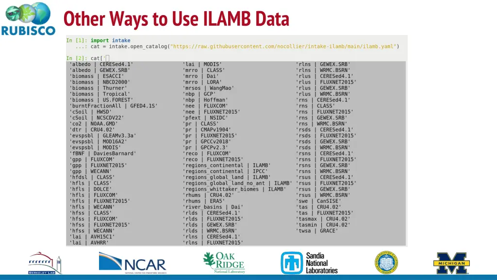 other ways to use ilamb data