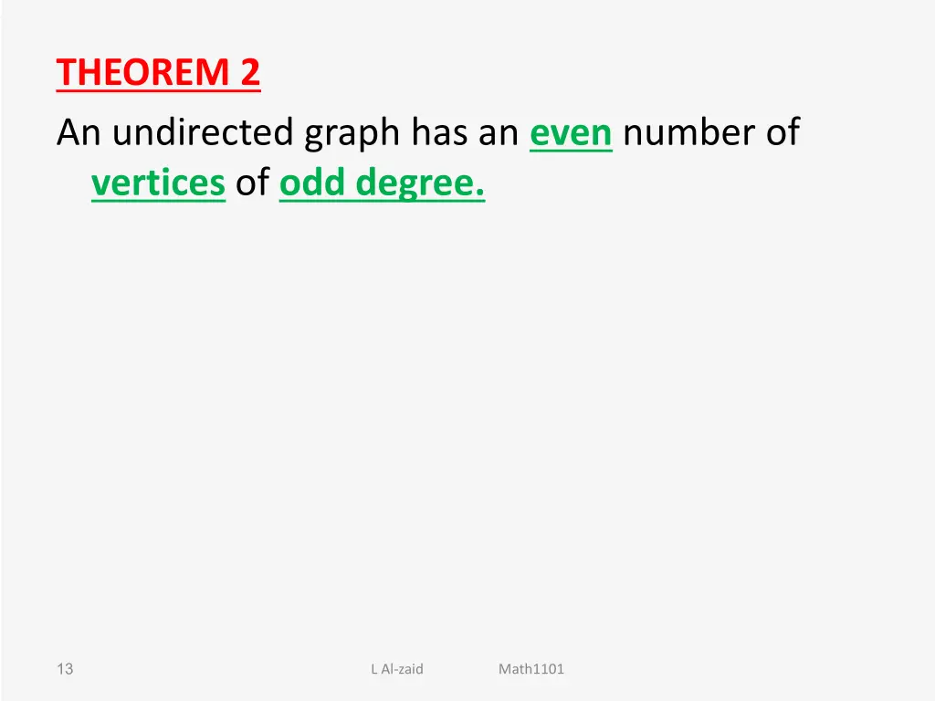 theorem 2 an undirected graph has an even number
