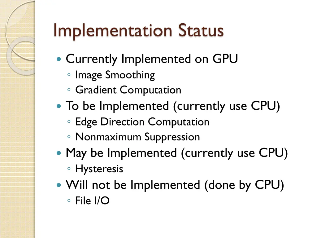 implementation status
