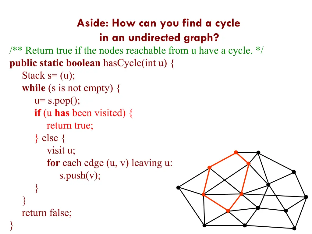 aside how can you find a cycle in an undirected 1