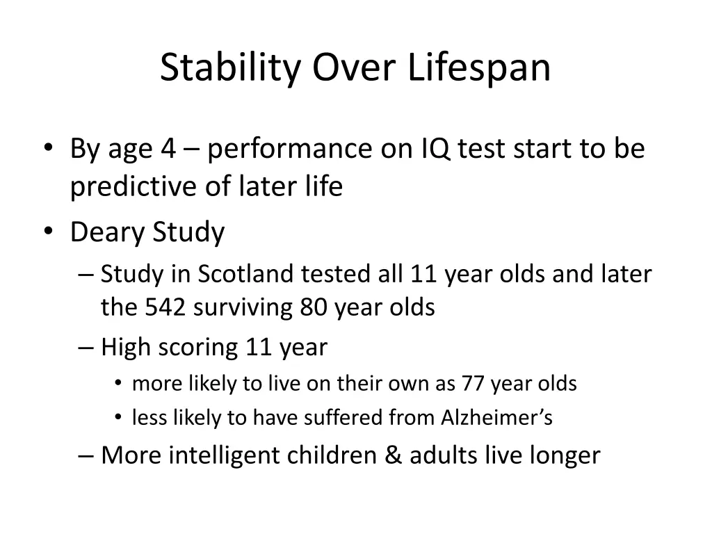 stability over lifespan