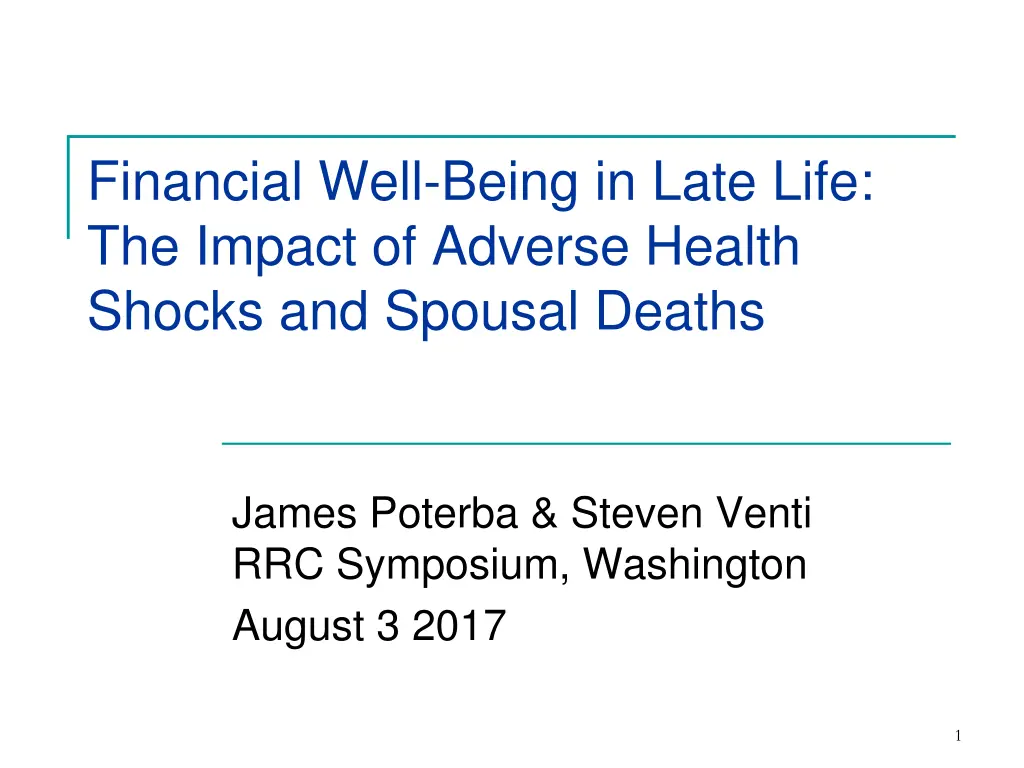financial well being in late life the impact