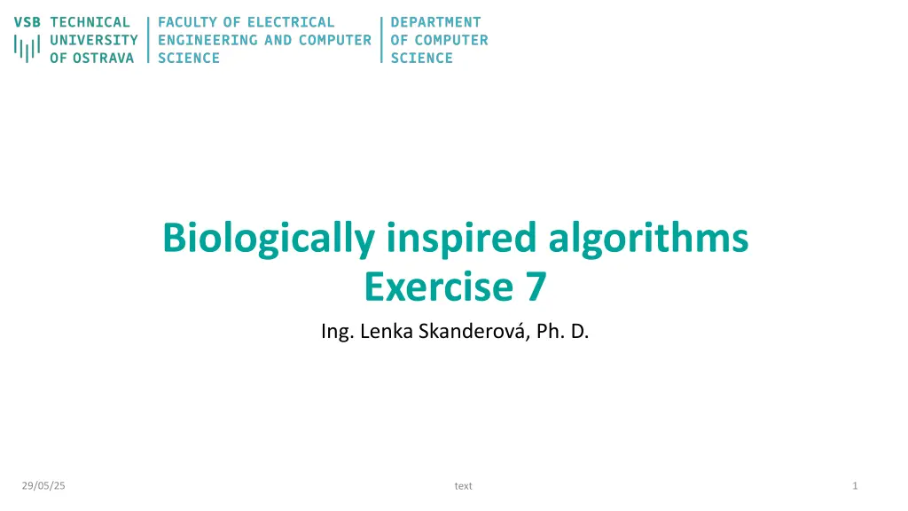 biologically inspired algorithms exercise