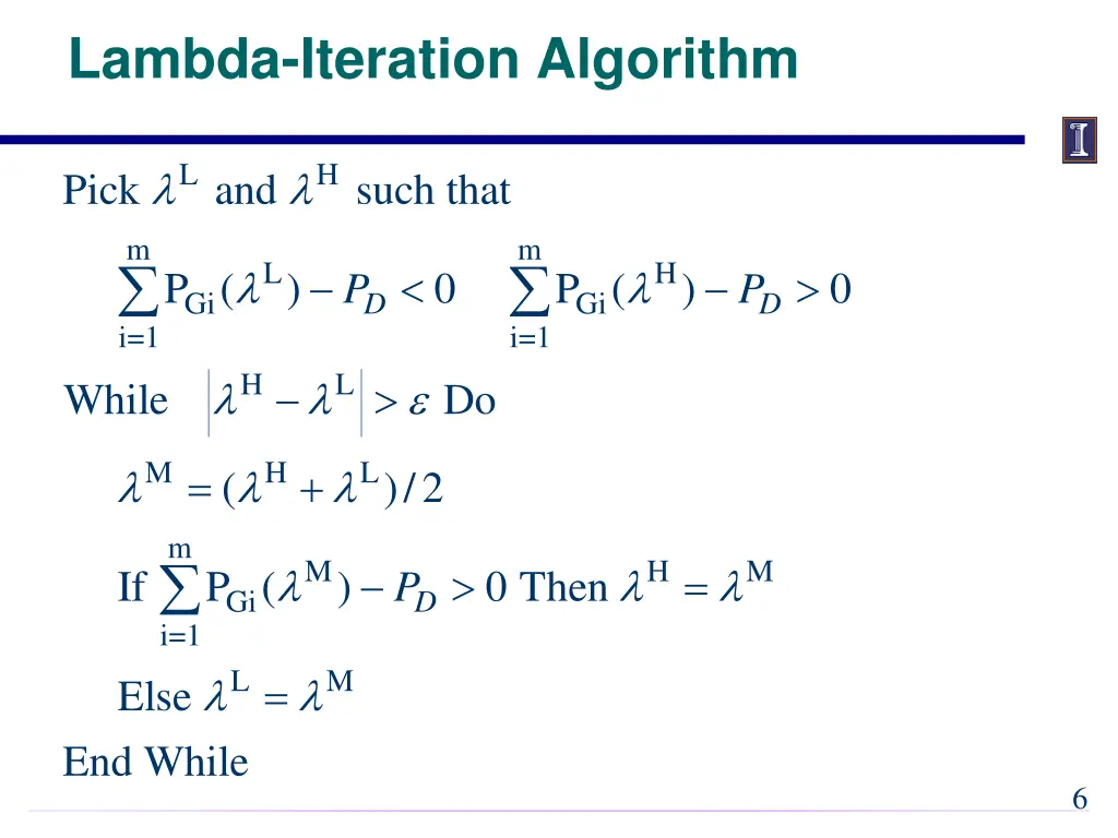 lambda iteration algorithm