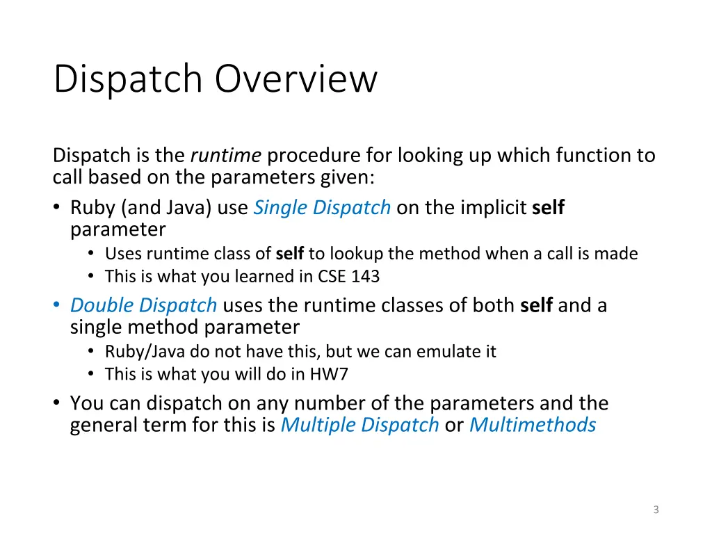 dispatch overview