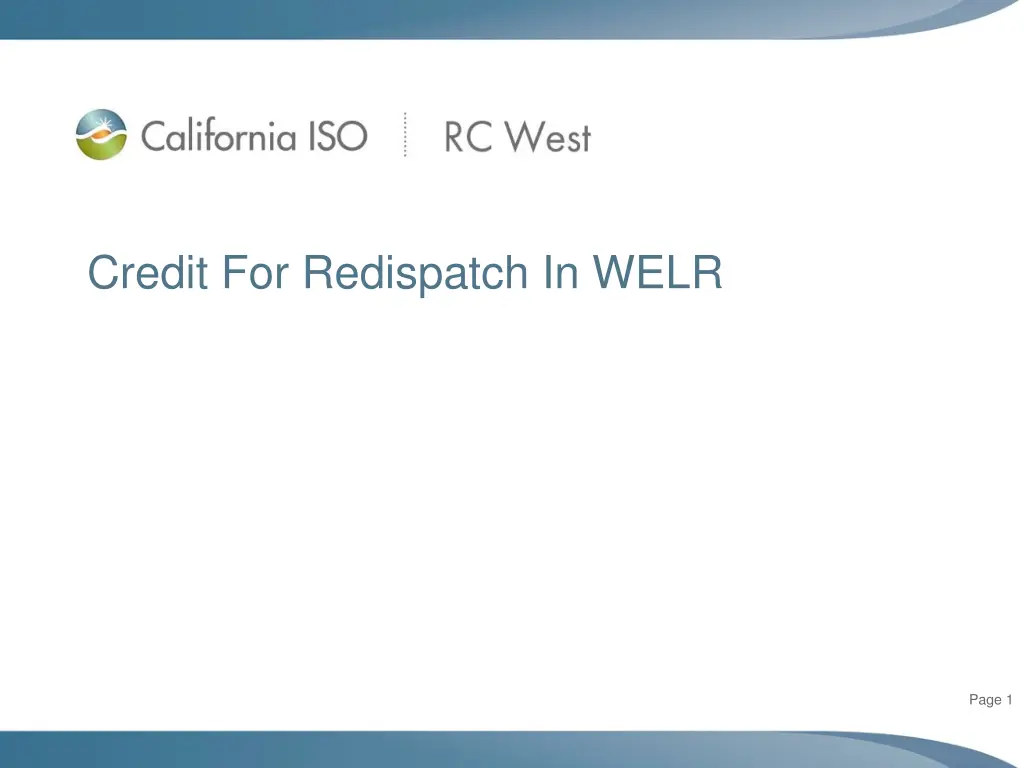 credit for redispatch in welr