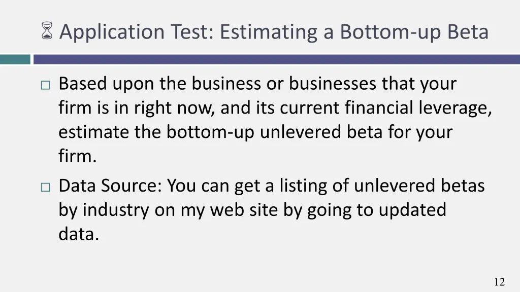 application test estimating a bottom up beta