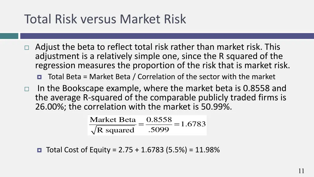 total risk versus market risk