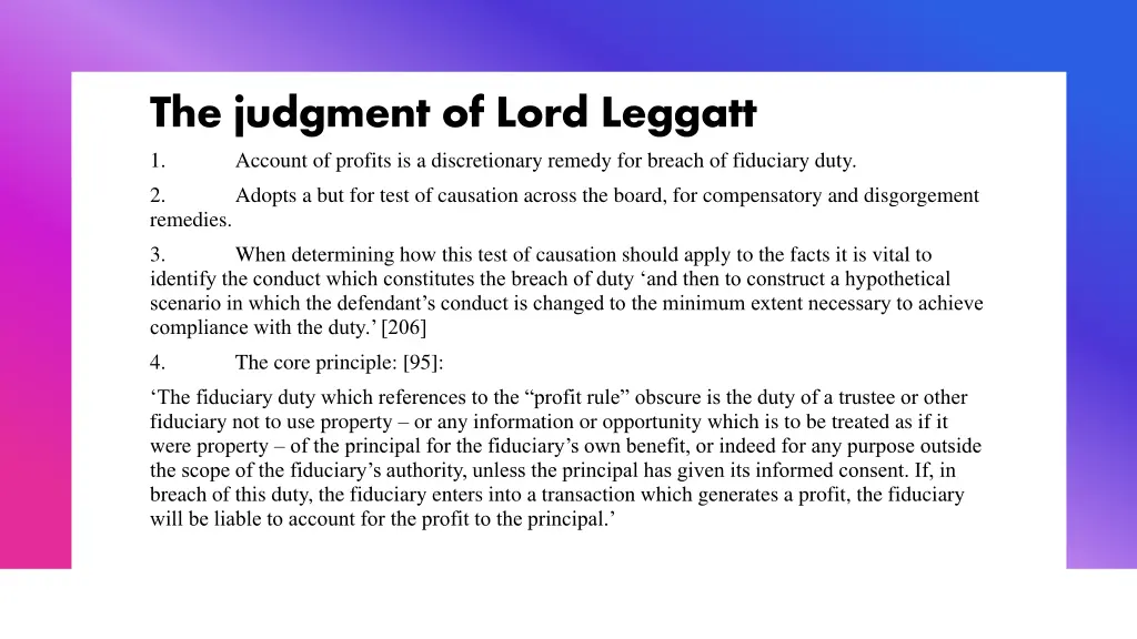 the judgment of lord leggatt 1 account of profits