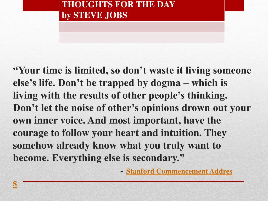 thoughts for the day by steve jobs