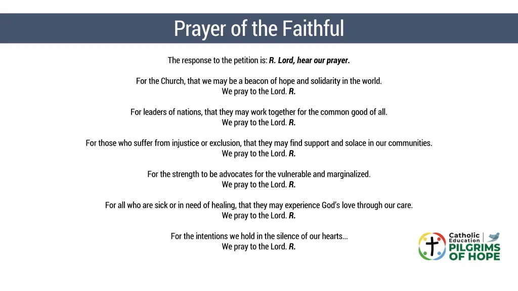prayer of the faithful