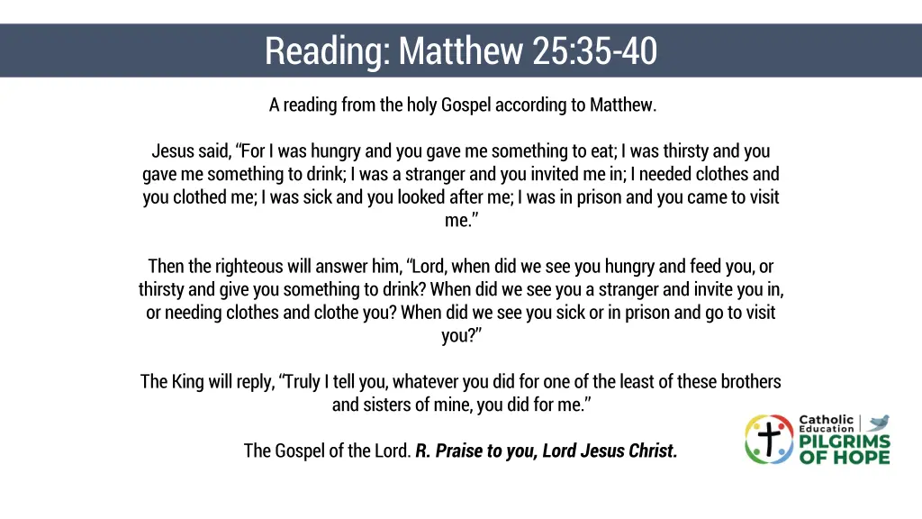 reading matthew 25 35 40