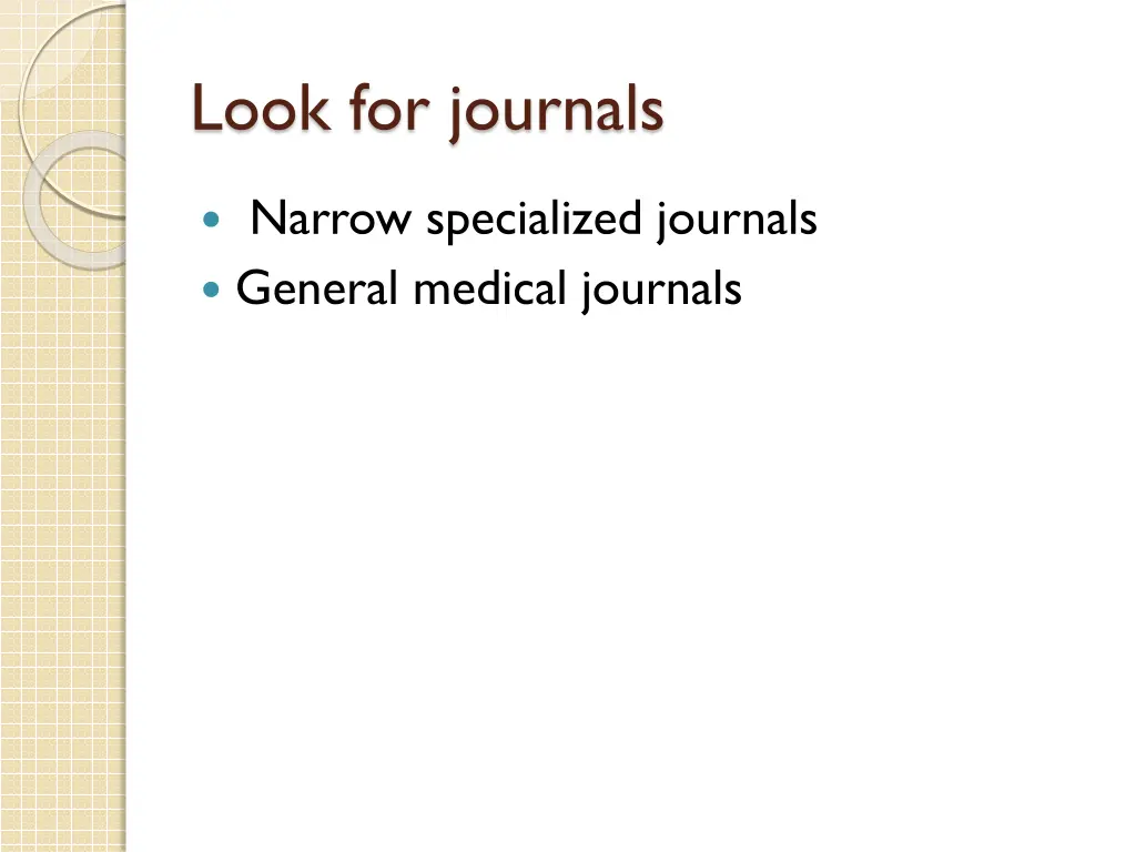 look for journals