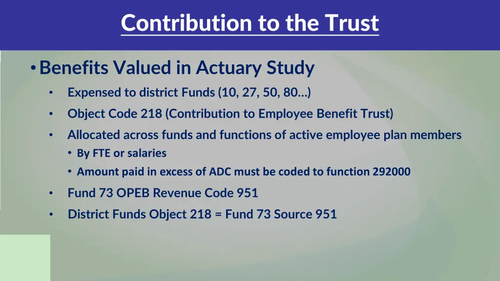 contribution to the trust