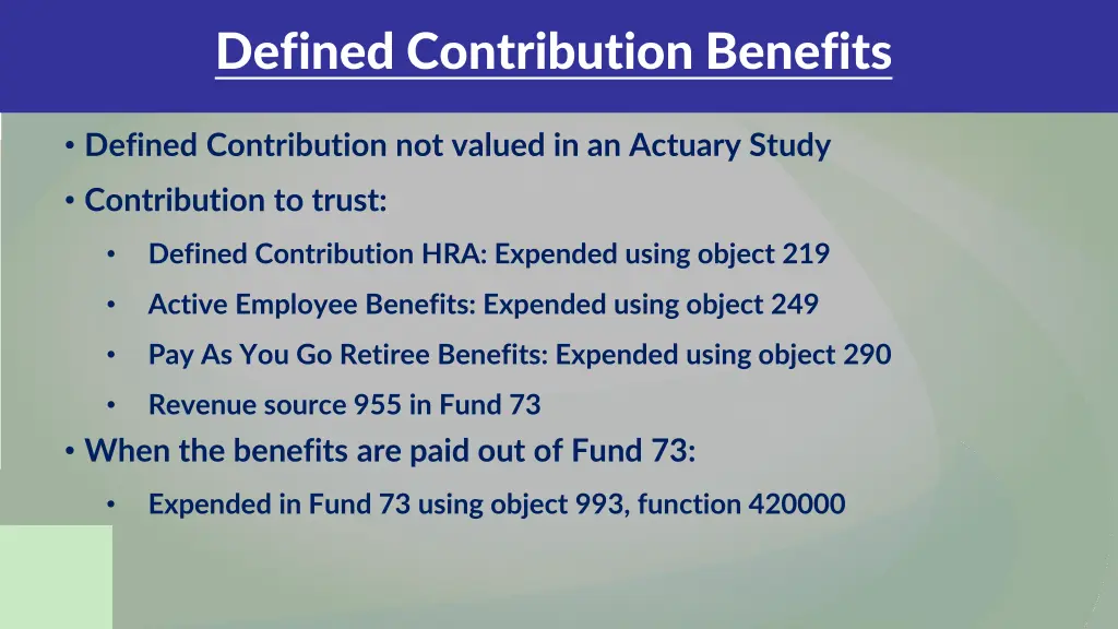 defined contribution benefits